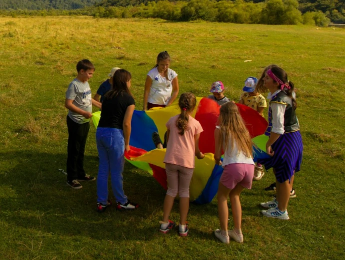 kids playing in a field